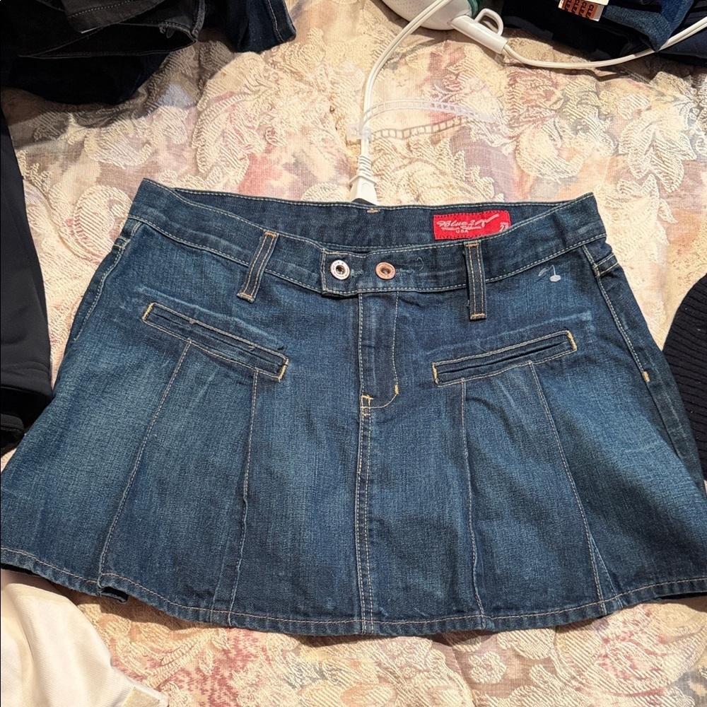 Trendy Blue Denim Mini Skirt y2k blue 2 jeans